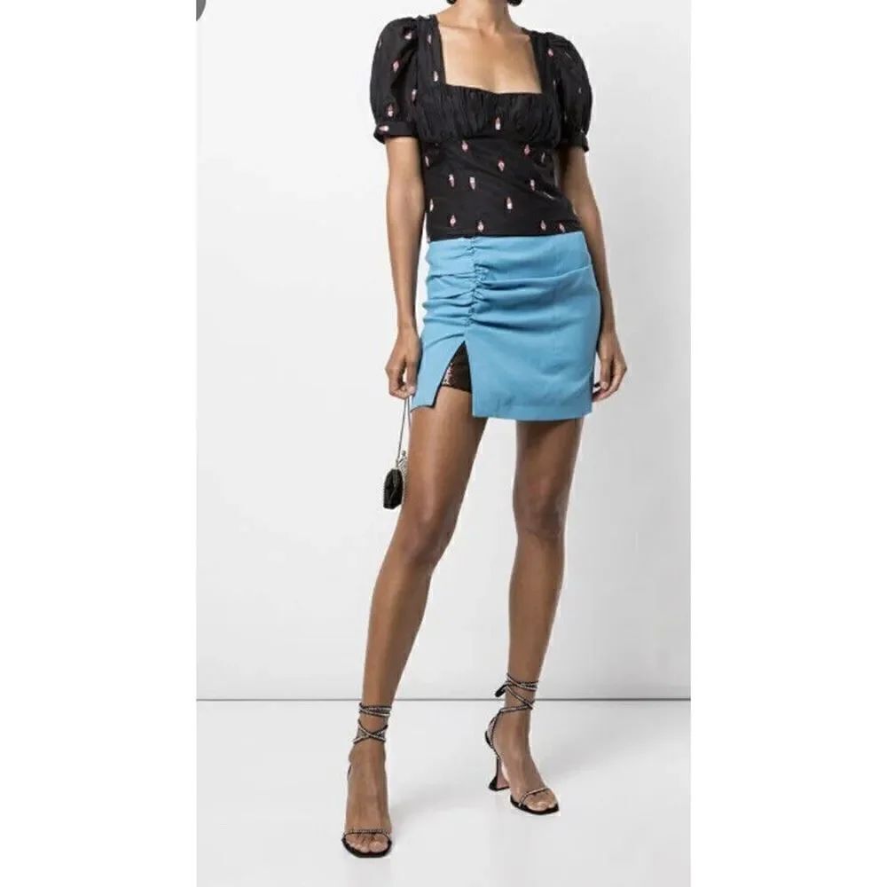 Fleur Du Mal Ice Cream Embroidery Top Blouse Bustier Tie Back Women’s Size Large